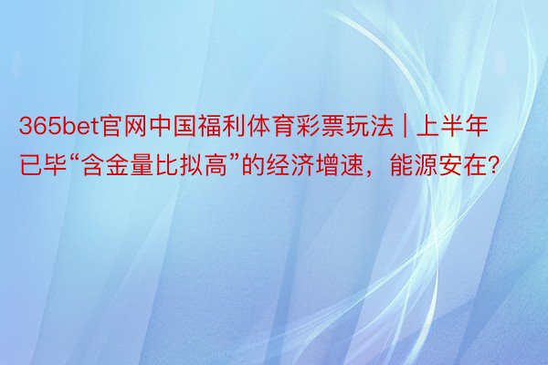 365bet官网中国福利体育彩票玩法 | 上半年已毕“含金量比拟高”的经济增速，能源安在？