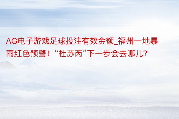 AG电子游戏足球投注有效金额_福州一地暴雨红色预警！“杜苏芮”下一步会去哪儿？