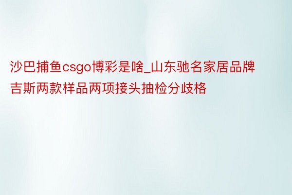 沙巴捕鱼csgo博彩是啥_山东驰名家居品牌吉斯两款样品两项接头抽检分歧格