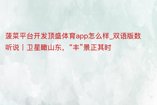 菠菜平台开发顶盛体育app怎么样_双语版数听说丨卫星瞰山东，“丰”景正其时